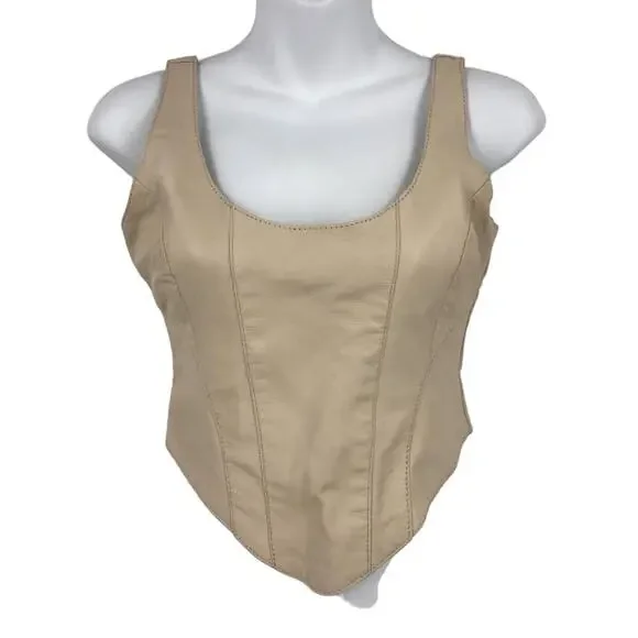 Understated Leather x Revolve Mustang Bustier Crop Top S Sleeveless Back-Zip - Picture 3 of 7